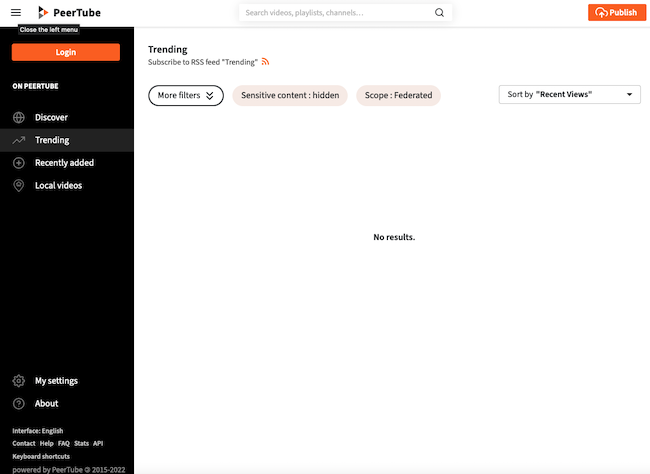 The PeerTube Landing Page